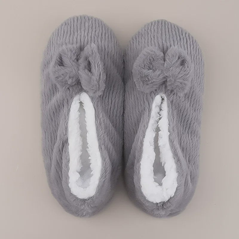 Chaussettes-chaussons en peluche à nœud lavande - Gris - EU36-40(US3-7) - image 4