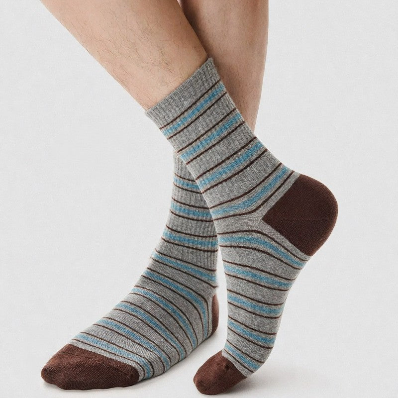 Chaussettes rayées vintage (2 paires) - Gris - EU39-43(US6-9) - image 4