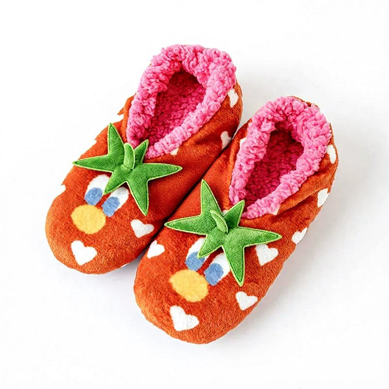 Chaussettes-chaussons en polaire corail à motif fleurs de tomate - Rouge - EU36-40(US3-7) - image 10