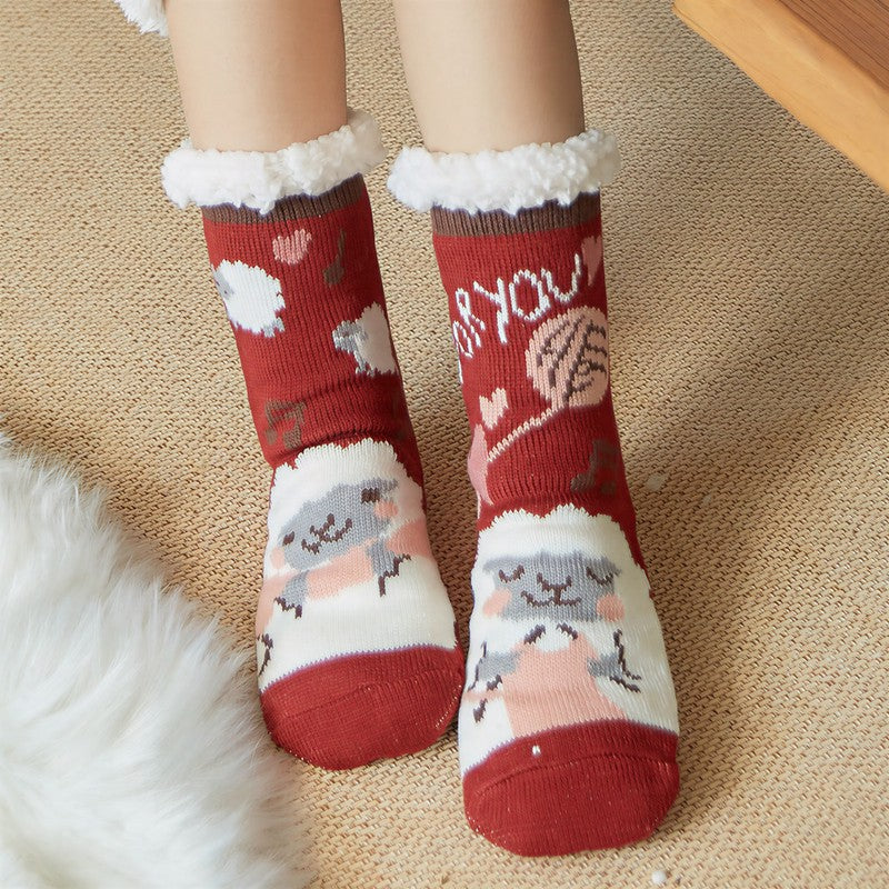 Chaussettes-chaussons d'intérieur Nordic Fox Cozy Sherpa à revers - Vin - 42(US2-8) - image 3