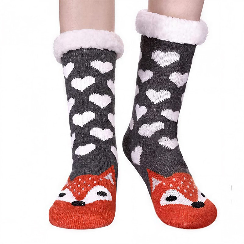 Chaussettes-chaussons d'intérieur Nordic Fox Cozy Sherpa à revers - Gris foncé - 42(US2-8) - image 2
