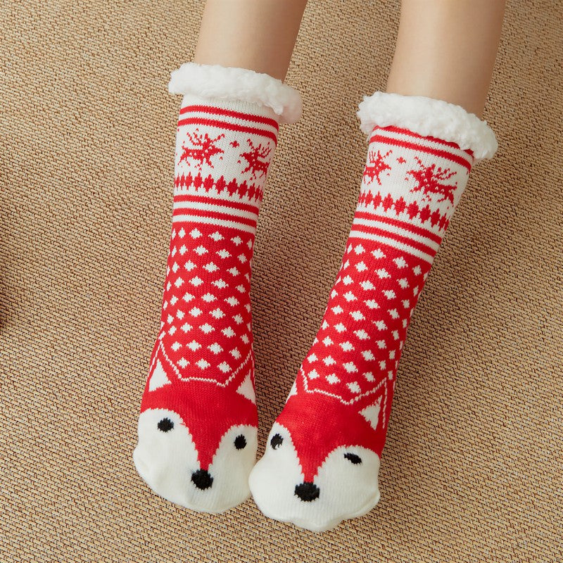 Chaussettes-chaussons d'intérieur Nordic Fox Cozy Sherpa à revers - Rouge - 42(US2-8) - image 1