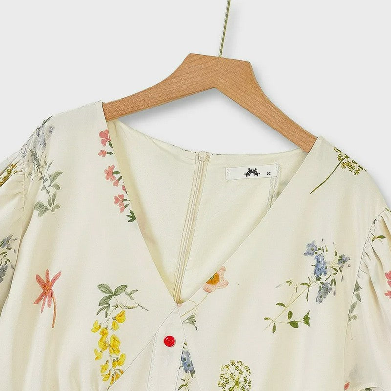 Robe maxi boutonnée sur le devant à motif botanique - image 1