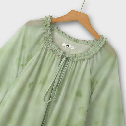 Robe longue romantique à volants et col noué - image 1
