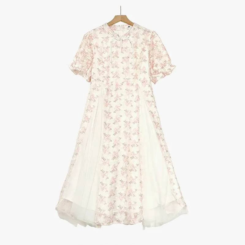 Robe midi romantique à fleurs de jardin - Beige - 7XL - image 0