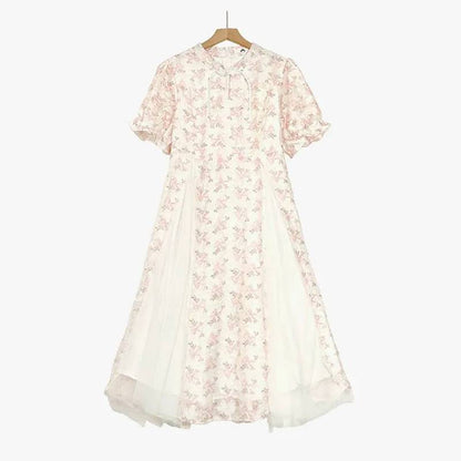 Robe midi romantique à fleurs de jardin - Beige - 7XL - image 0