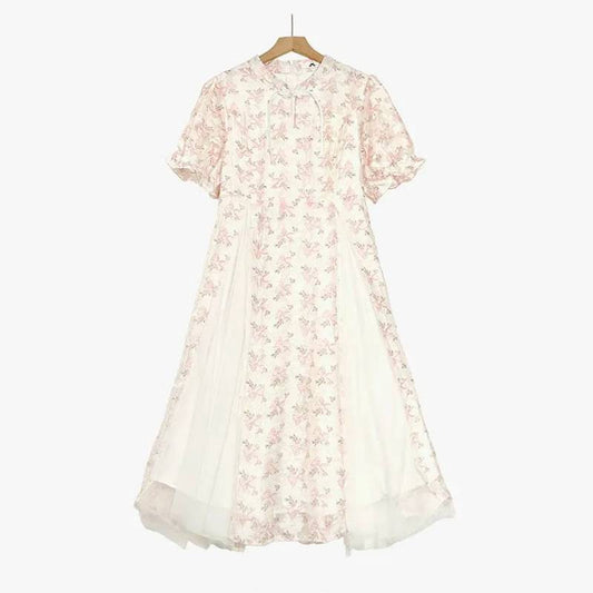 Robe midi romantique à fleurs de jardin - Beige - 7XL - image 0