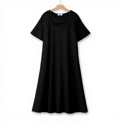 Robe midi décontractée à encolure en V - Noir - 7XL - image 1