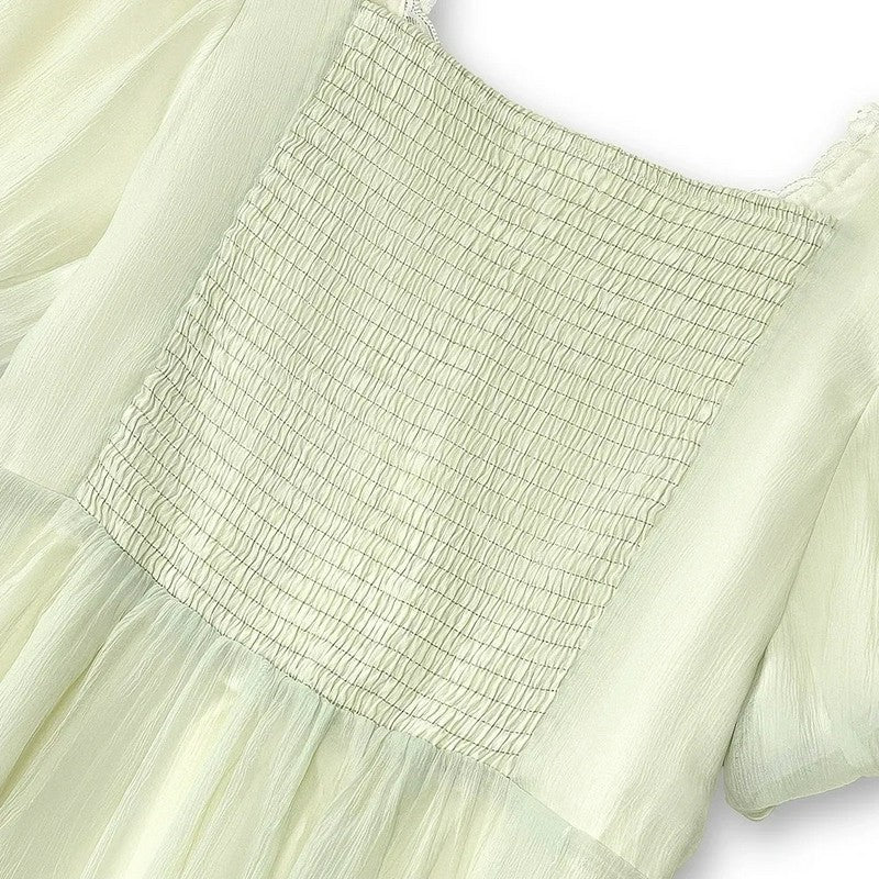 Robe midi à manches bouffantes et lacets - image 3
