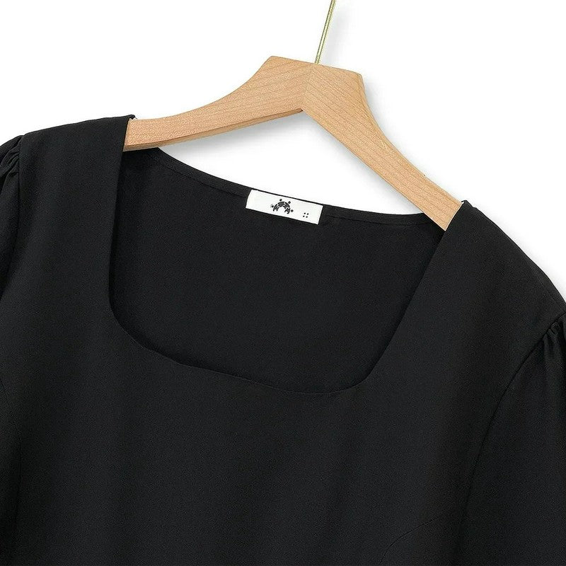 Ensemble pantalon deux pièces minimaliste à col carré et jambes larges - image 3