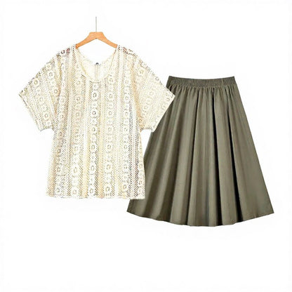 Ensemble trois pièces débardeur en dentelle et jupe midi - Ensemble de 2 pièces - 6XL - image 2