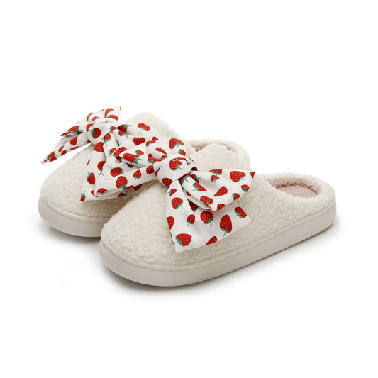 Pantoufles à nœud fraise - Blanc - EU44-45(US10-11) - image 0