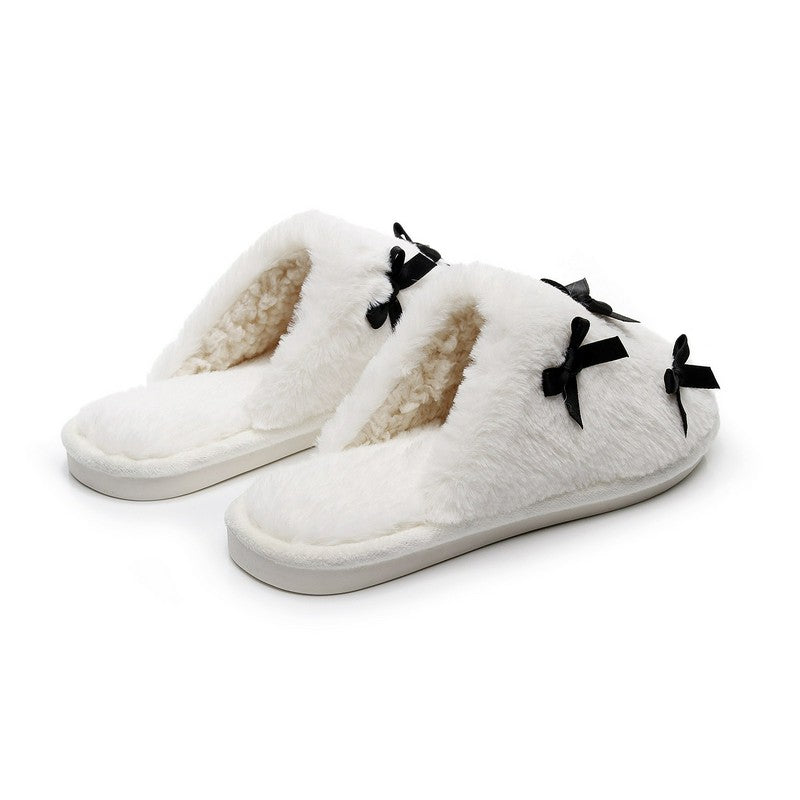 Pantoufles mules en peluche à nœud pour grandes tailles - image 4