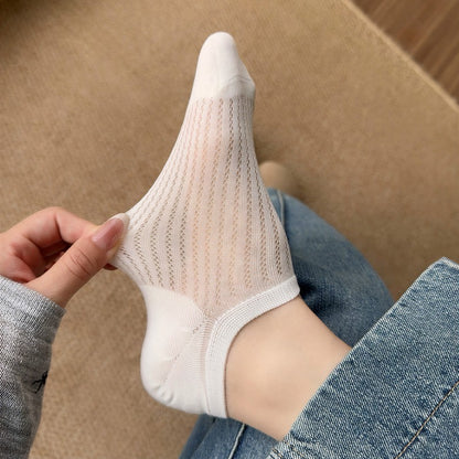 Chaussettes invisibles côtelées et respirantes (4 paires) - image 1