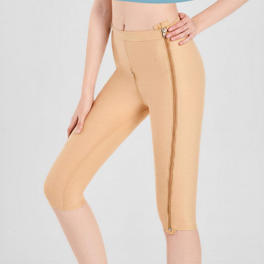 Pantalon Capri taille haute à double fermeture éclair gainant les cuisses - Nu - 2XL - image 0