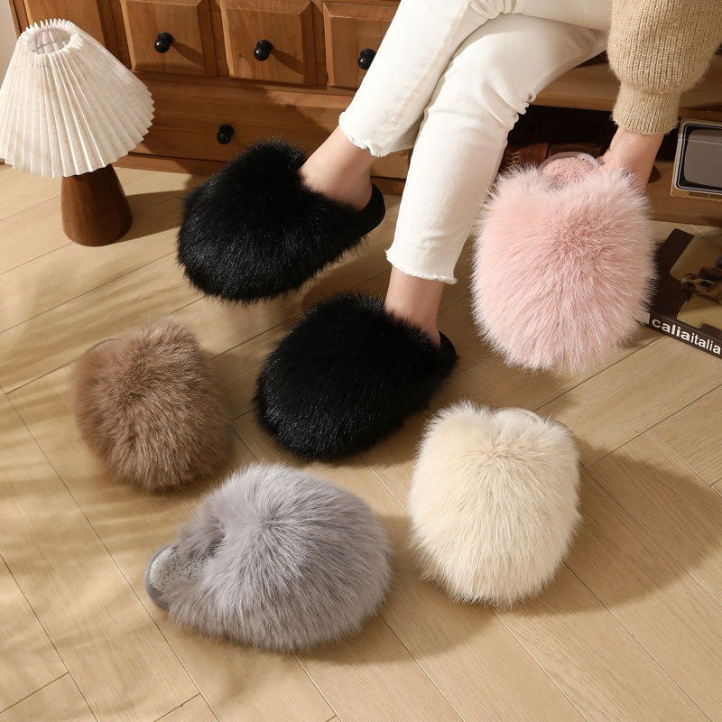 Pantoufles en peluche rose poudré grandes tailles - image 0