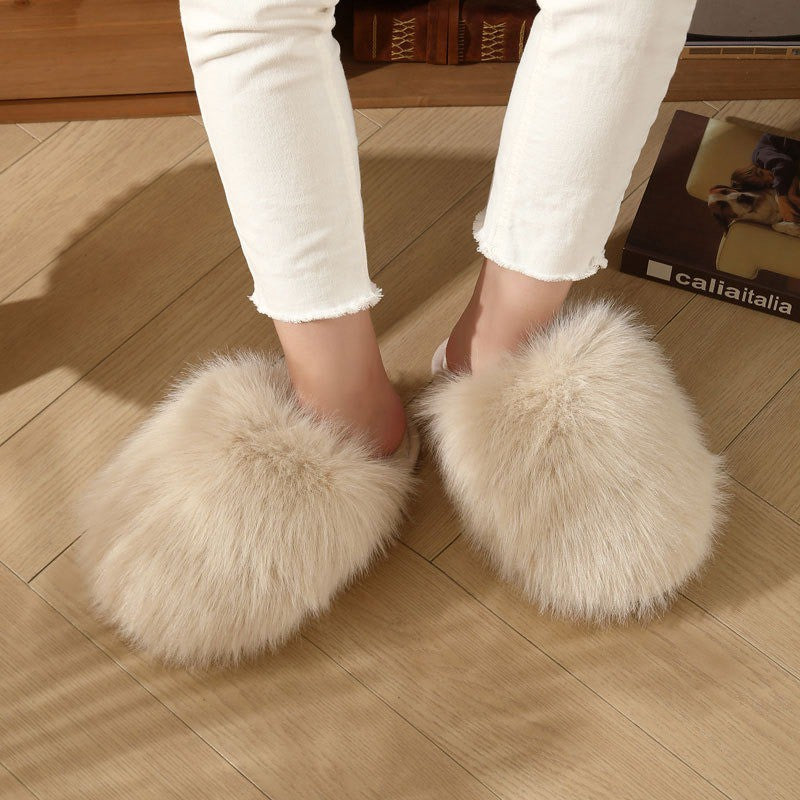 Pantoufles en peluche rose poudré grandes tailles - Kaki - EU44-45(US9-10) - image 5