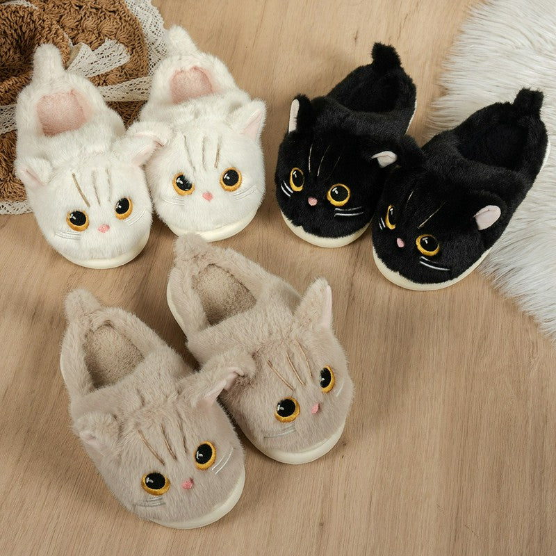 Pantoufles d'intérieur à semelle souple en peluche chat - image 13