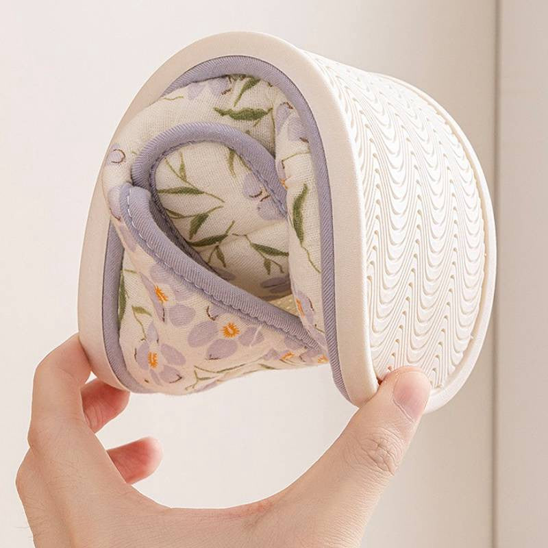 Chaussons d'intérieur moelleux en coton à fleurs et bride ajustable - image 3