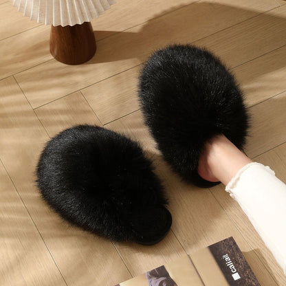 Pantoufles en peluche rose poudré grandes tailles - Noir - EU44-45(US9-10) - image 4