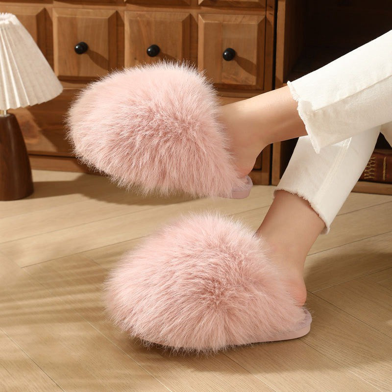 Pantoufles en peluche rose poudré grandes tailles - Rose - EU44-45(US9-10) - image 1
