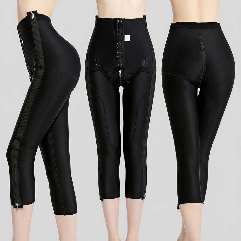 Pantalon Capri gainant taille haute à double fermeture éclair ajustable - image 2