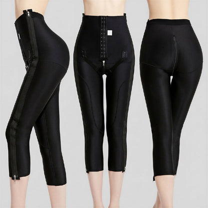 Pantalon Capri gainant taille haute à double fermeture éclair ajustable - image 2