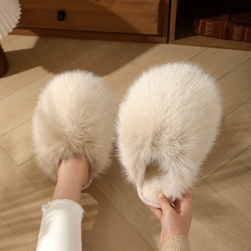 Pantoufles en peluche rose poudré grandes tailles - image 8
