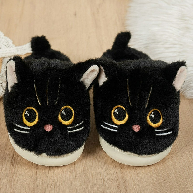 Pantoufles d'intérieur à semelle souple en peluche chat - image 12