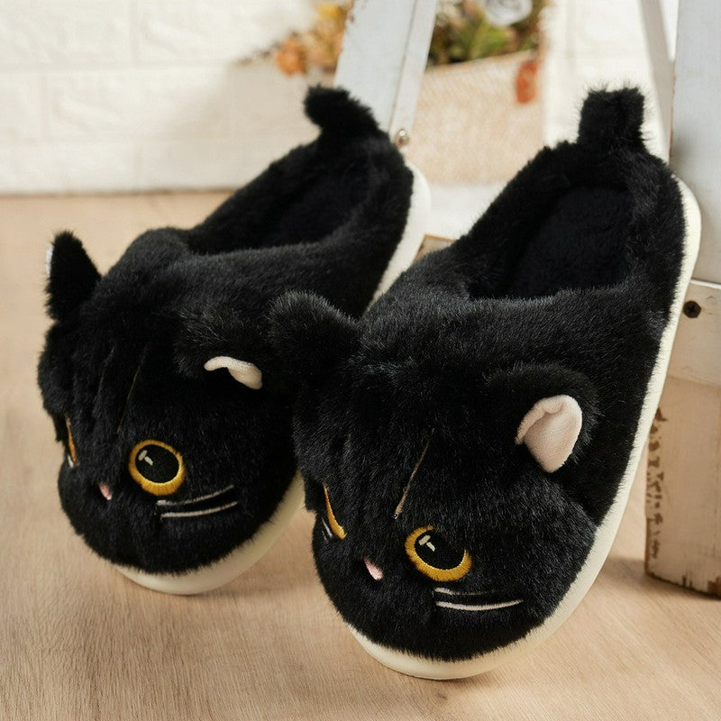 Pantoufles d'intérieur à semelle souple en peluche chat - image 11