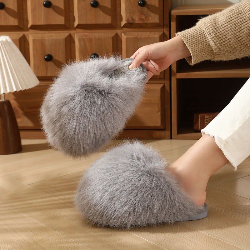 Pantoufles en peluche rose poudré grandes tailles - Gris - EU44-45(US9-10) - image 7
