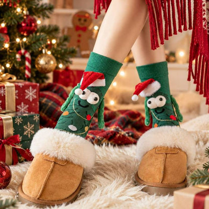 Chaussettes courtes tricotées sapin de Noël tenant une main - image 1