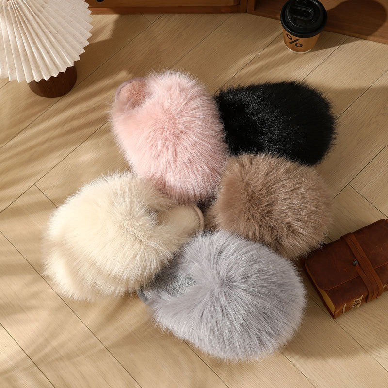 Pantoufles en peluche rose poudré grandes tailles - image 17