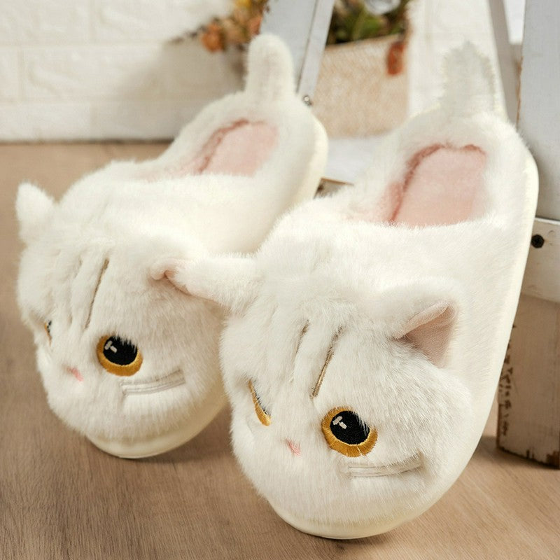 Pantoufles d'intérieur à semelle souple en peluche chat - image 9
