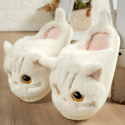 Pantoufles d'intérieur à semelle souple en peluche chat - image 9