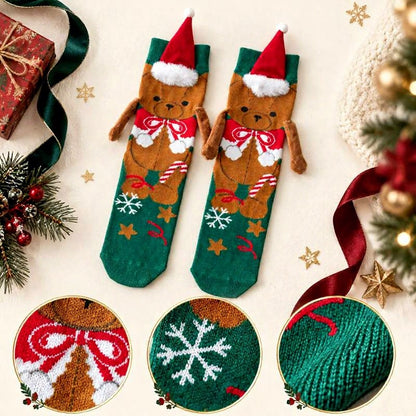 Chaussettes courtes tricotées sapin de Noël tenant une main - image 7