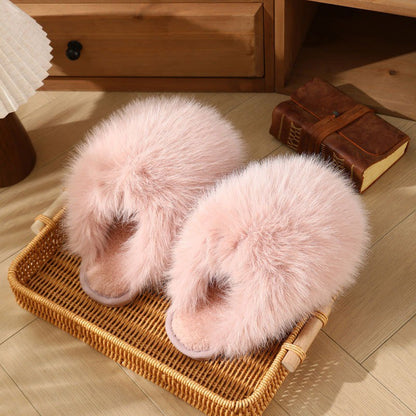 Pantoufles en peluche rose poudré grandes tailles - image 11