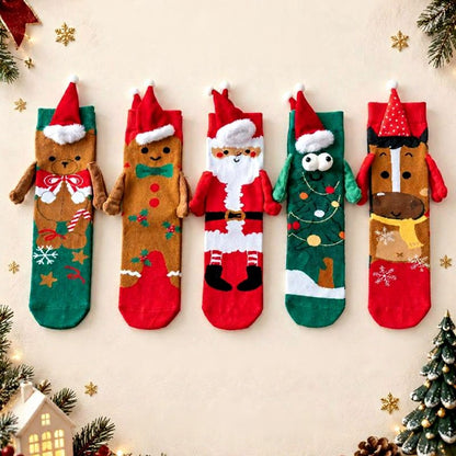 Chaussettes courtes tricotées sapin de Noël tenant une main - image 9