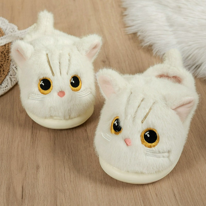 Pantoufles d'intérieur à semelle souple en peluche chat - image 8