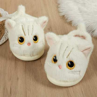 Pantoufles d'intérieur à semelle souple en peluche chat - image 8