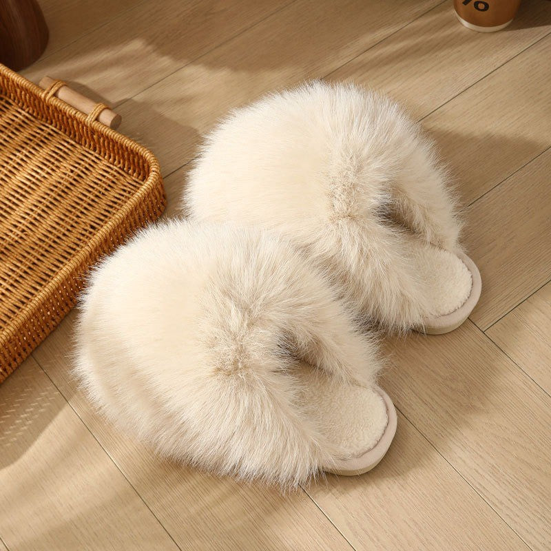 Pantoufles en peluche rose poudré grandes tailles - image 9