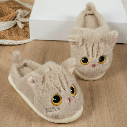 Pantoufles d'intérieur à semelle souple en peluche chat - image 6
