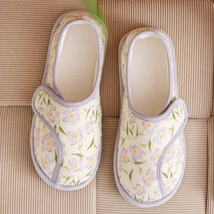 Chaussons d'intérieur moelleux en coton à fleurs et bride ajustable - Boucle - 40 (US6-7) - image 2