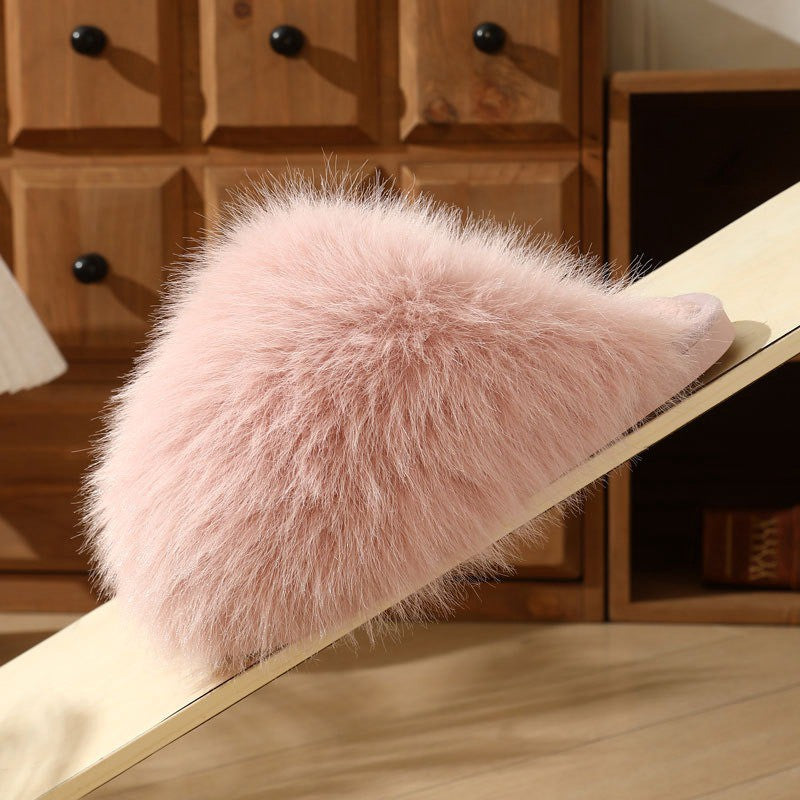 Pantoufles en peluche rose poudré grandes tailles - image 14