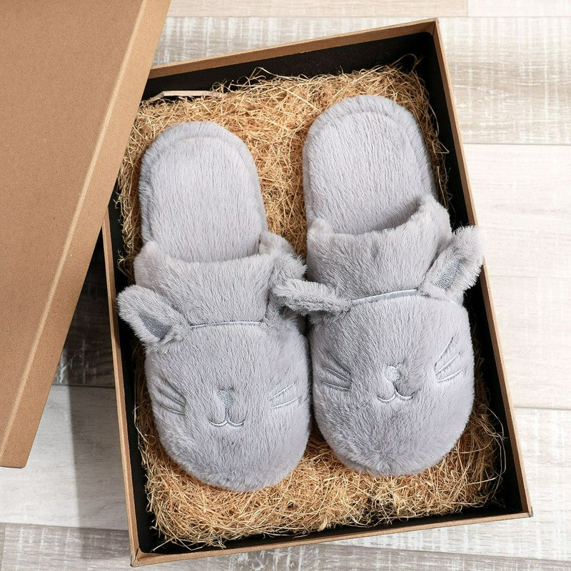 Pantoufles en peluche Cozy Cat - Gris - EU44-45(US10-11) - image 8