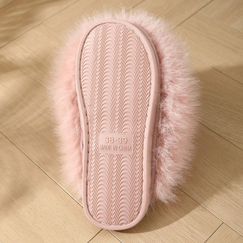 Pantoufles en peluche rose poudré grandes tailles - image 13