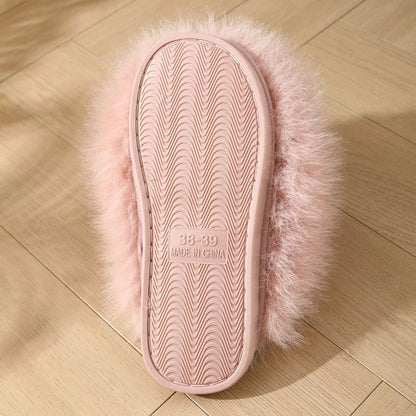 Pantoufles en peluche rose poudré grandes tailles - image 13