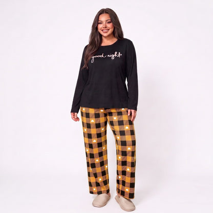 Ensemble pyjama à carreaux Bonne nuit - Jaune - 5XL - image 2