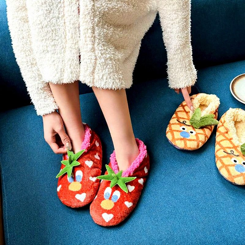 Chaussettes-chaussons en polaire corail à motif fleurs de tomate - image 0