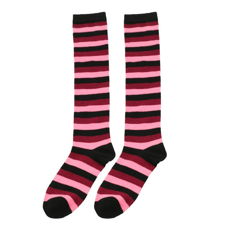 Chaussettes hautes à rayures douces (3 paires) - Rose foncé - One Size - image 5